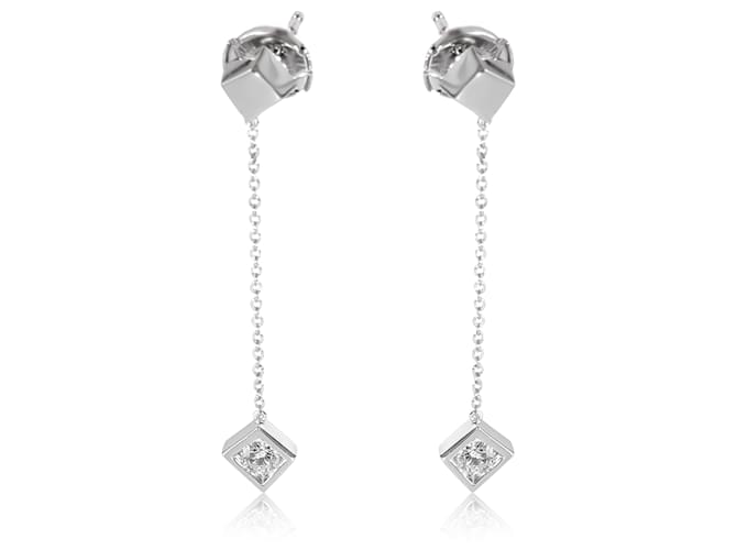 TIFFANY & CO. Boucles d'oreilles pendantes Frank Gehry Torque Cube 18K or blanc 0.40 ctw  ref.1221258