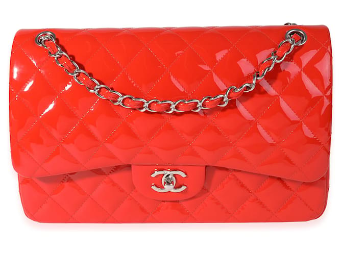Timeless Chanel Red Patent Classic Jumbo Double Flap Bag Patent leather  ref.1221264