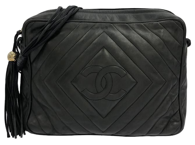 Timeless Chanel Diamond stich Black Leather  ref.1221270