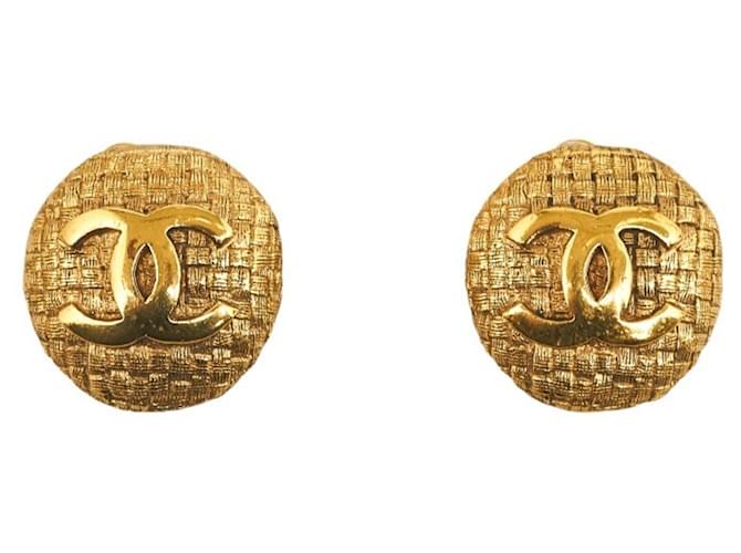 Timeless Chanel Logo CC Dourado Banhado a ouro  ref.1221322