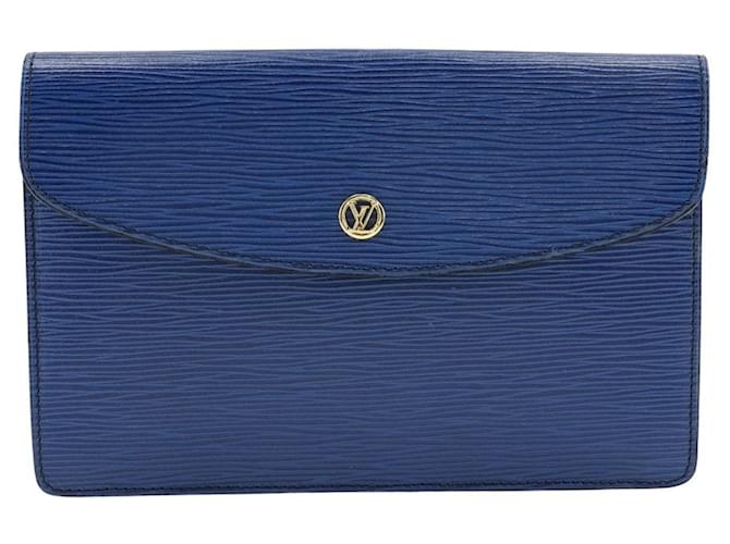 Louis Vuitton Montaigne Azul Couro  ref.1221404