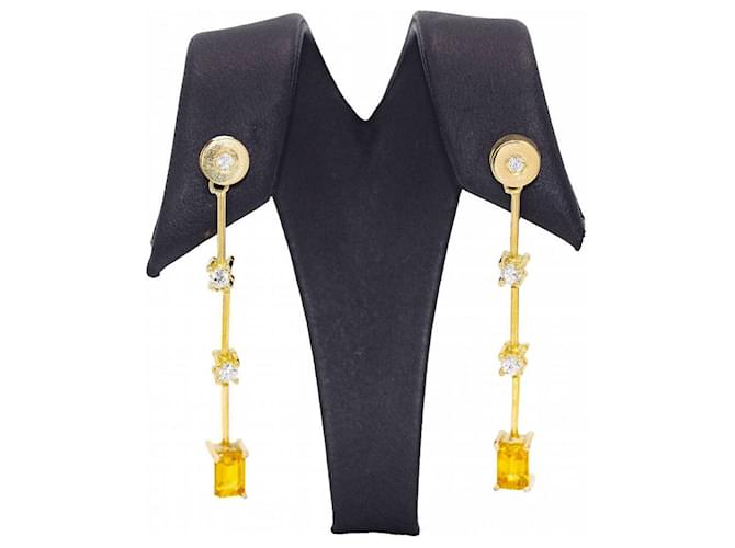 Autre Marque Earrings Gold PAPARADSHA Golden Yellow Yellow gold Diamond  ref.1221692