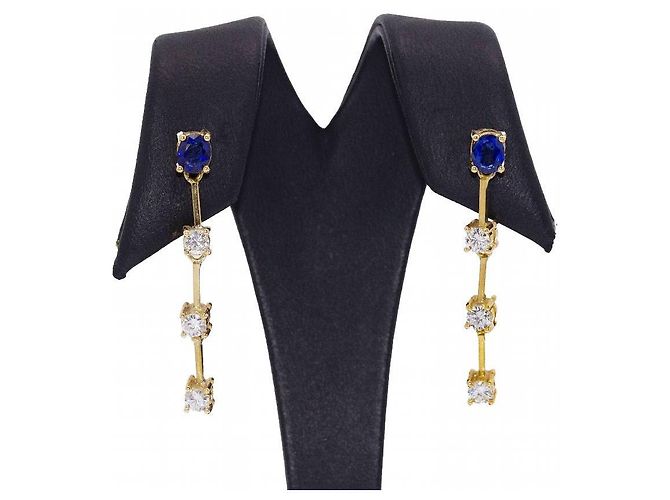 Autre Marque Orecchini Ceylon in oro e zaffiri D'oro Blu navy