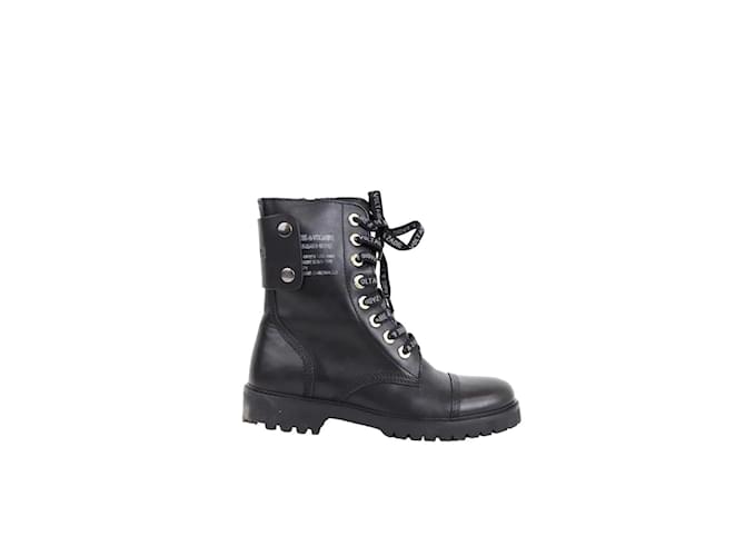 Zadig & Voltaire Leather Lace-up Boots Black  ref.1221708