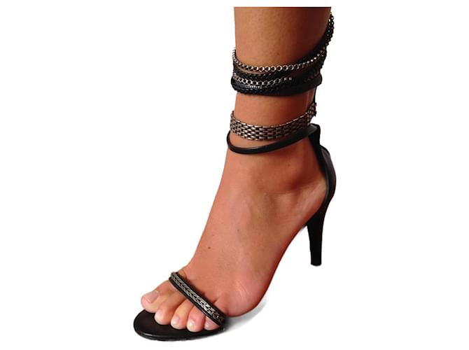 ISABEL MARANT  Sandals T.eu 37 leather Black  ref.1221726