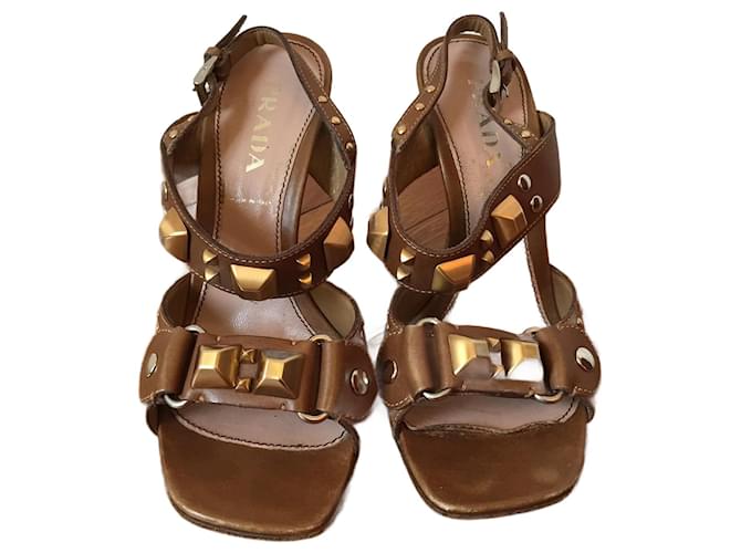 PRADA  Sandals T.eu 35 leather Camel  ref.1221739