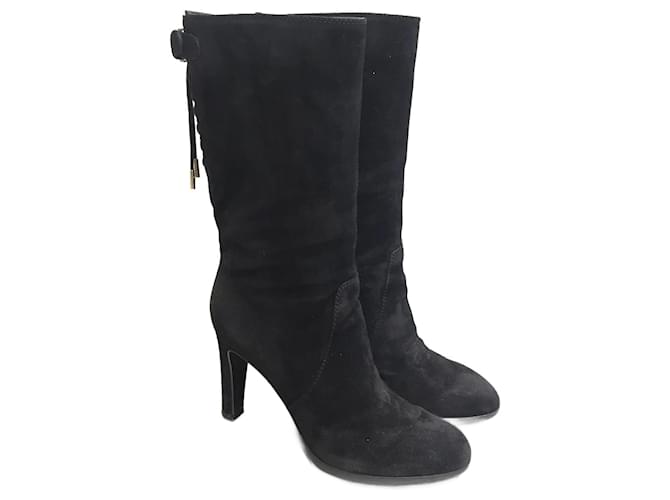 SERGIO ROSSI  Boots T.eu 37 Suede Black  ref.1221740