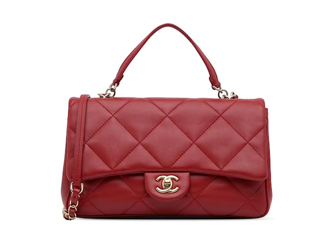 CHANEL HandbagsLeather Red  ref.1221770