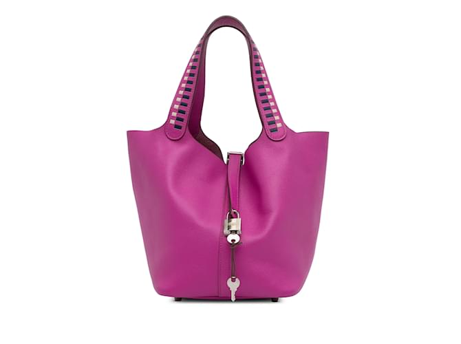 Picotin Hermès HERMES HandbagsLeather Pink  ref.1221777
