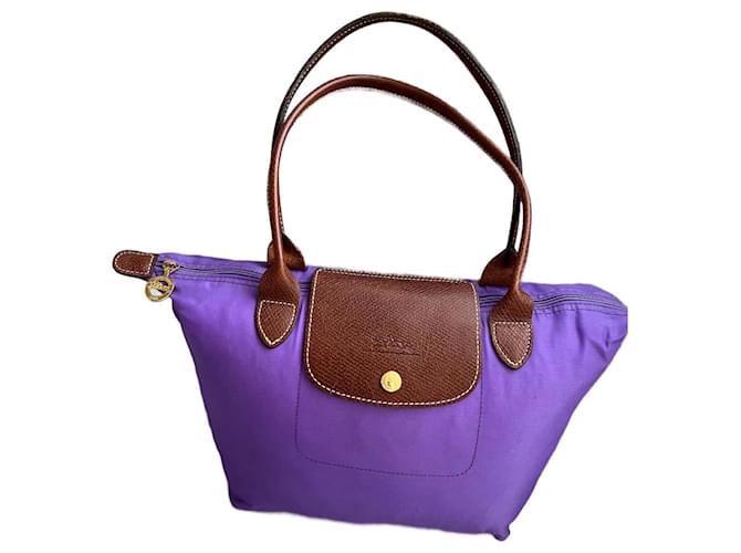Longchamp Handbags Dark purple Polyester  ref.1222115