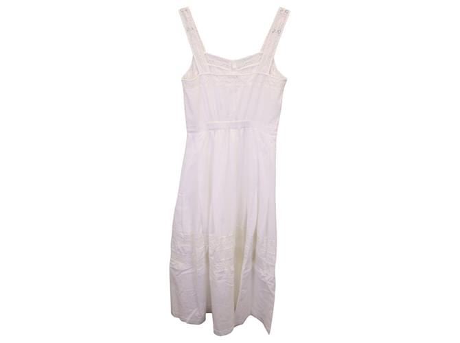 LoveShackFancy Square Neck Midi Dress in White Cotton   ref.1222130
