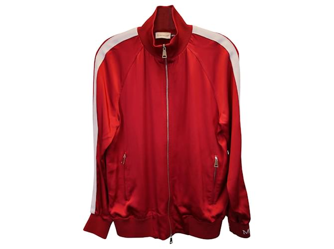 Moncler Camicia Track Jacket em Viscose Vermelha Vermelho Poliéster  ref.1222148