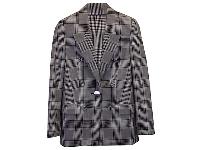 Alexander Wang Checked Single Breasted Blazer in Grey Polyester  ref.1222153