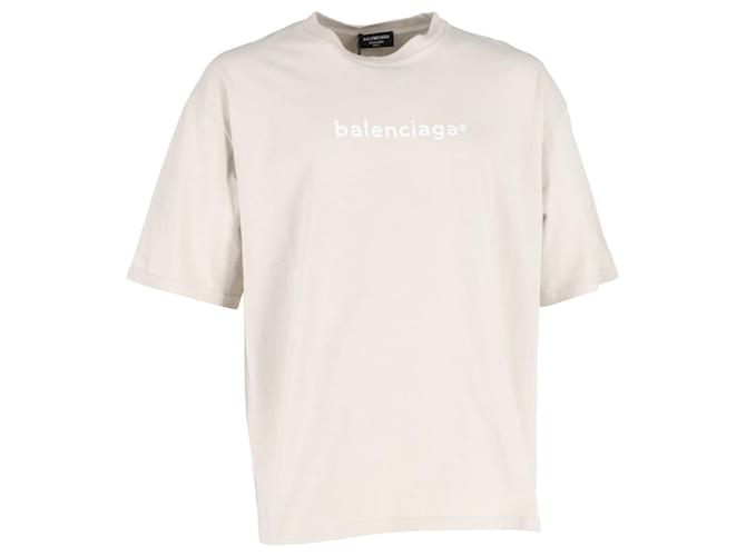 Camiseta Balenciaga Logo em Algodão Bege  ref.1222155