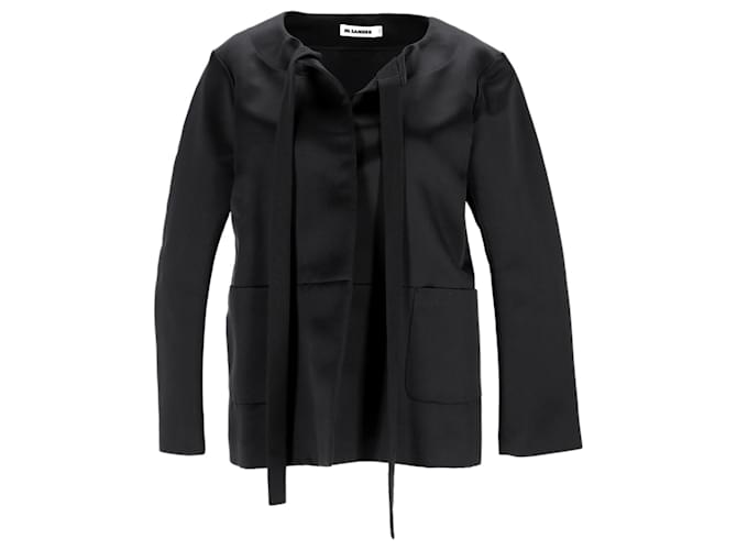 Jil Sander Tie-Front Jacket in Black Silk  ref.1222162