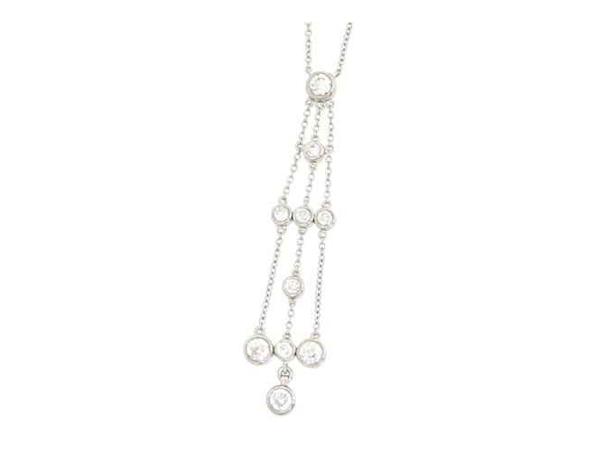 Autre Marque Platin-Diamant-Halskette Silber Metall  ref.1222173