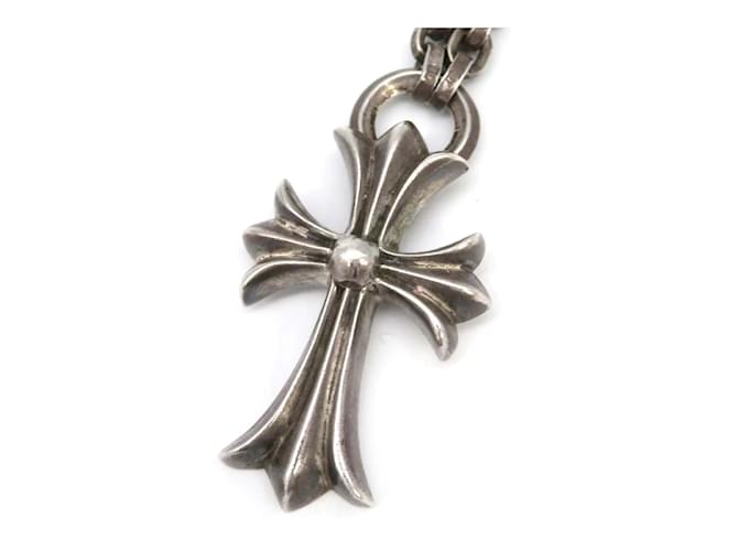 Chrome Hearts Collar de cadena con colgante de cruz de plata Metal Platino  ref.1222188