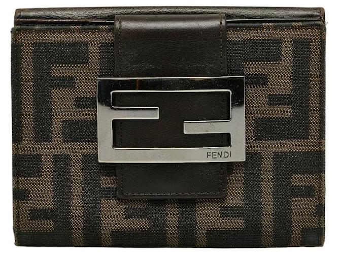 Fendi Zucca Canvas Bifold Wallet  8M00035 Brown Cloth  ref.1222197