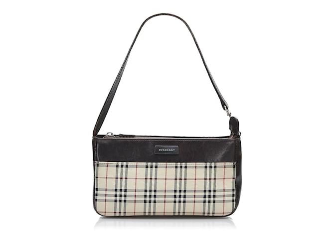 Bolsa de ombro Burberry Nova Check Bolsa de ombro de lona em bom estado Marrom  ref.1222198