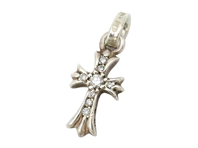 Chrome Hearts Colgante de plata con cruz de diamantes Metal  ref.1222222