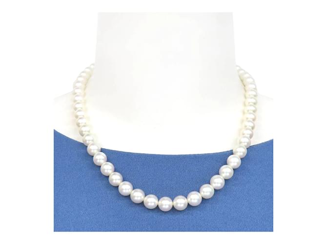 Mikimoto 18K Pearl Necklace - Silvery White gold Metal  ref.1222230