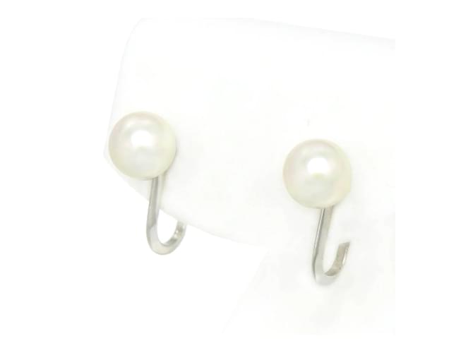Mikimoto 14K Pear Clip On Earrings White White gold Metal  ref.1222232
