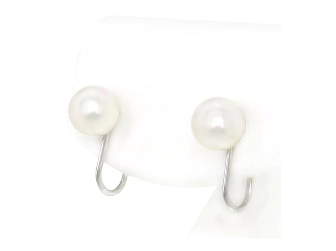 Mikimoto 18Boucles d'oreilles clips K Pearl Métal Blanc  ref.1222233
