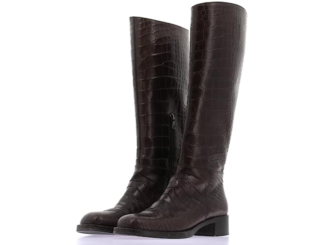 PRADA  Boots T.eu 37 leather Brown  ref.1222318