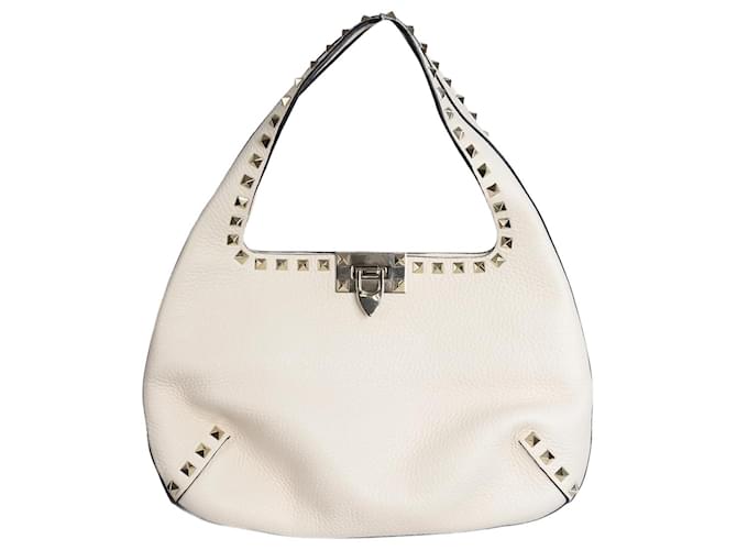 Valentino Cream Rockstud leather shoulder bag  ref.1222400