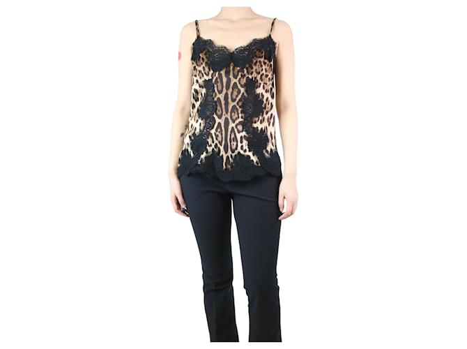 Dolce & Gabbana Top senza maniche con stampa leopardata con stampa animalier - taglia UK 12  ref.1222437
