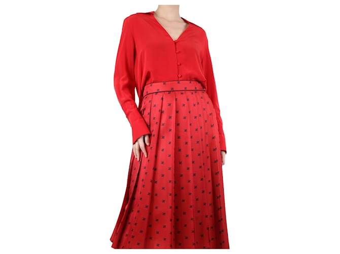 Fendi Red V-neckline silk top - size UK 10  ref.1222447