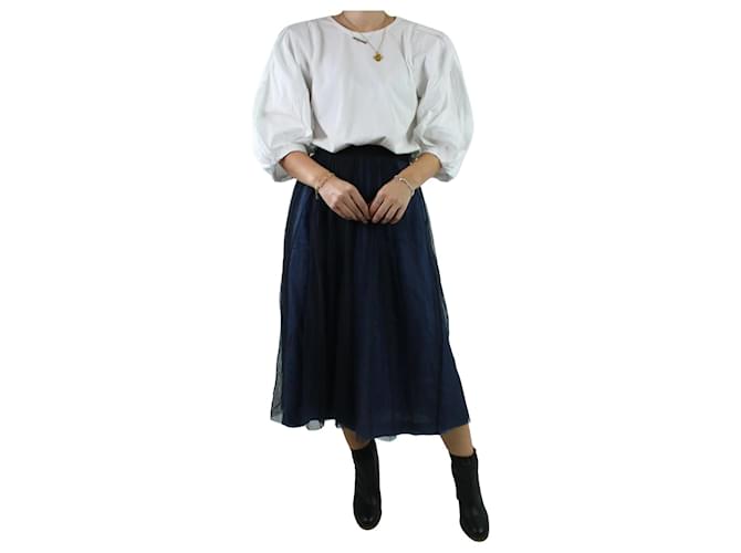 Autre Marque Blue mesh skirt - size UK 12 Cotton  ref.1222456