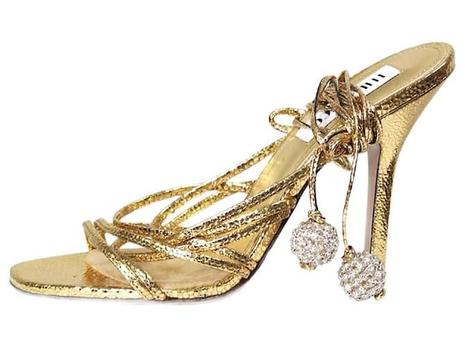 Attico Gold metallic strappy sandal heels - size EU 36 Golden Leather  ref.1222460