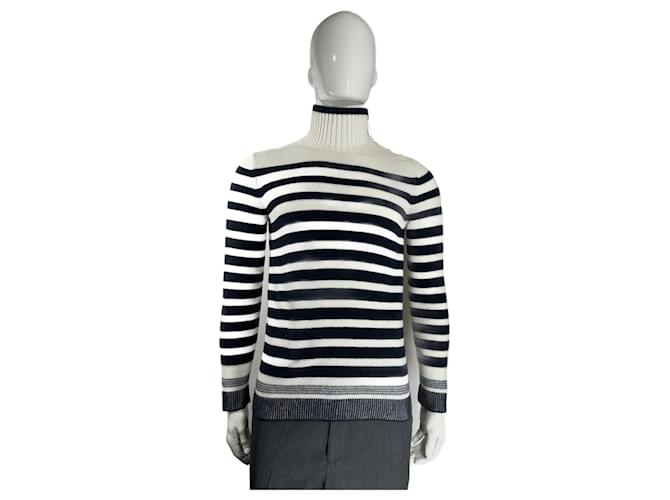 Loro Piana Knitwear White Multiple colors Navy blue Cashmere  ref.1222474