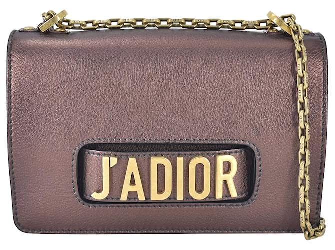 Dior Brown J'adior Mini Chain Flap Bronze Leather Pony-style calfskin  ref.1222498