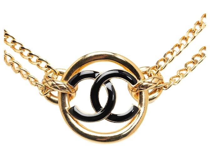 Gargantilla de cadena forrada Chanel Gold CC Dorado Metal Chapado en oro  ref.1222502