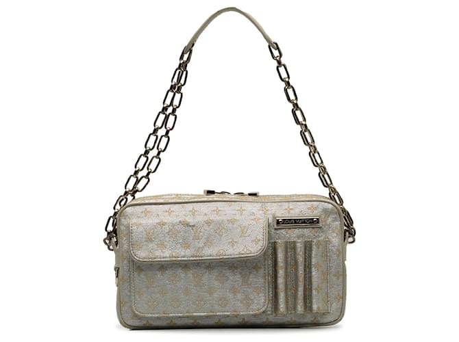 Louis Vuitton Silver Monogram Mini Lin Shine McKenna Silvery Cloth Cloth  ref.1222509