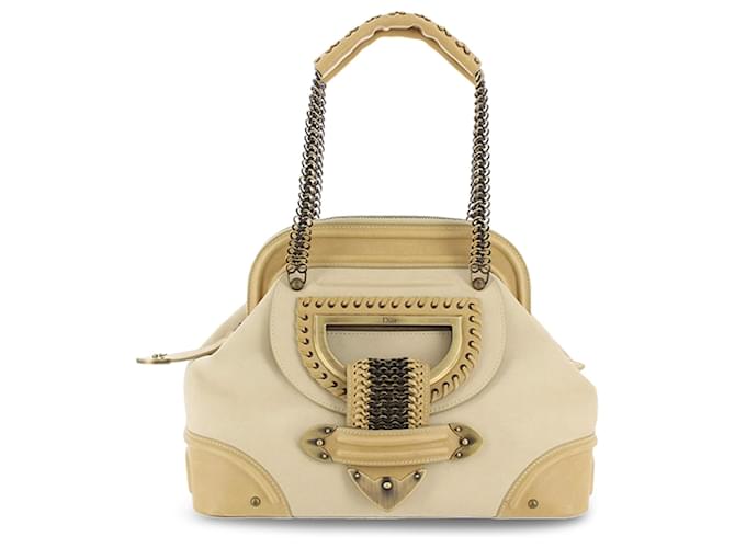 Dior Brown Jeanne Chain Frame Bag Beige Leather Pony-style calfskin  ref.1222513