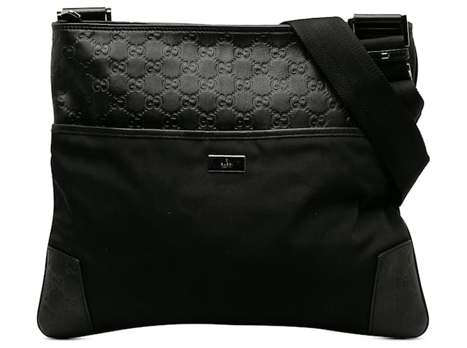 Gucci Black Guccissima Nylon Crossbody Leather Pony-style calfskin Cloth  ref.1222514