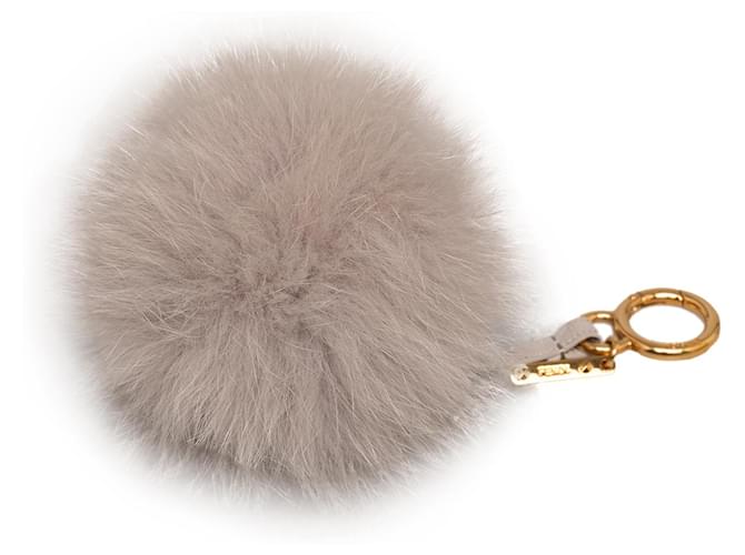 Fendi Gray Fur Pom-Pom Bag Charm Grey  ref.1222520