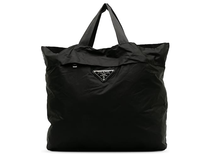 Tote Prada Black Tessuto Einkaufstasche Schwarz Nylon Tuch  ref.1222528