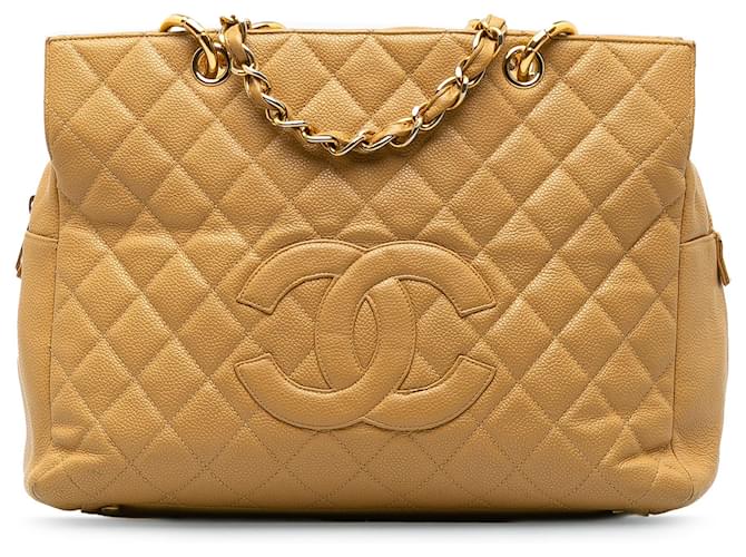 Chanel Brown Caviar Grand Shopping Tote  Camel Leather  ref.1222530