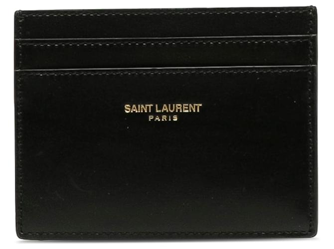 Porta-cartões em couro preto Saint Laurent Bezerro-como bezerro  ref.1222538