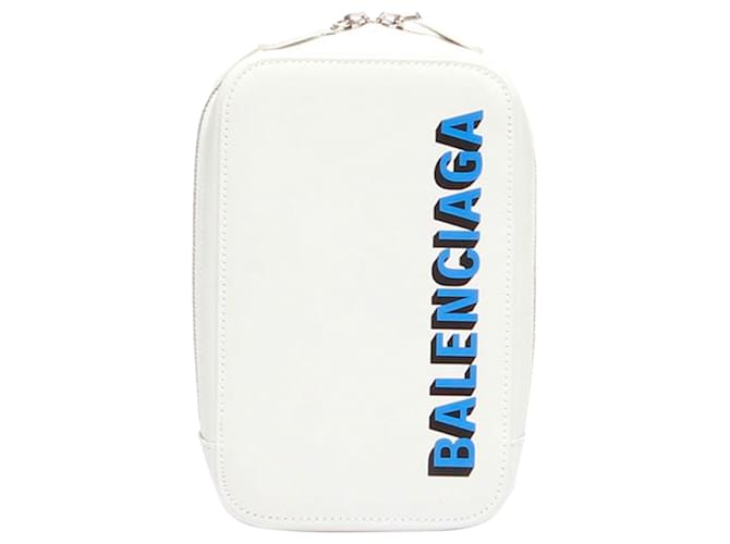 Balenciaga White Logo Leather Messenger Bag  Pony-style calfskin  ref.1222560