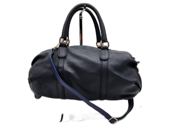 Gucci Leather Boston Speedy Bag Navy blue  ref.1222565