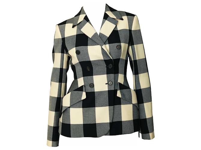 Christian Dior black & white checkered suit jacket wool US4 it40 Fall/Winter Col  ref.1222572