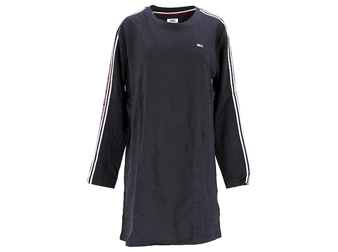 Tommy Hilfiger Langärmliges Damen-T-Shirt-Kleid mit Banddetail Marineblau Baumwolle  ref.1222581