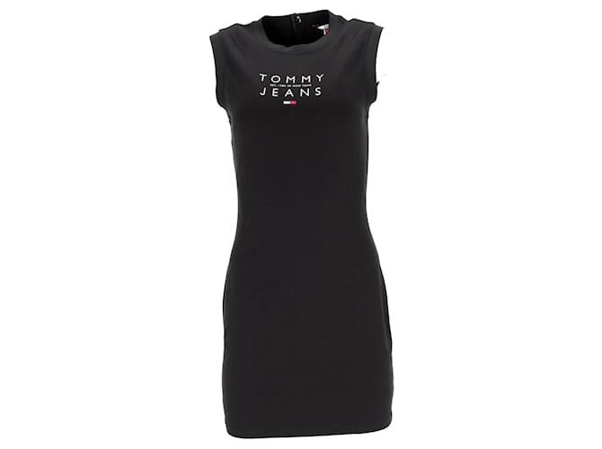 Tommy Hilfiger Damen-Logo-Tank-Minikleid aus schwarzem Polyester  ref.1222582