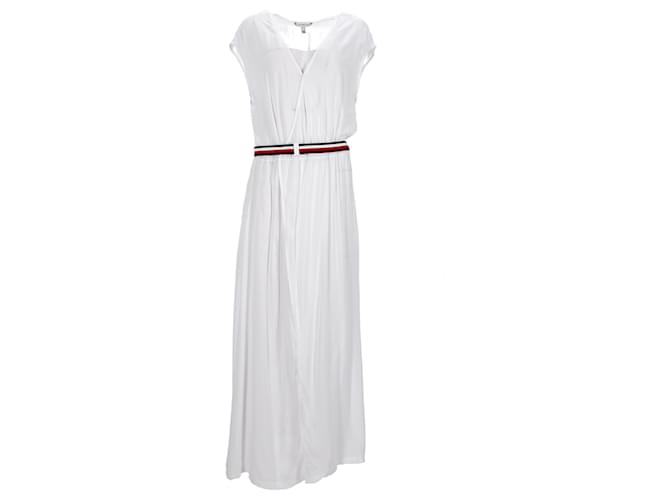 Tommy Hilfiger Womens Viscose Belted Wrap Dress in White Viscose Cellulose fibre  ref.1222587
