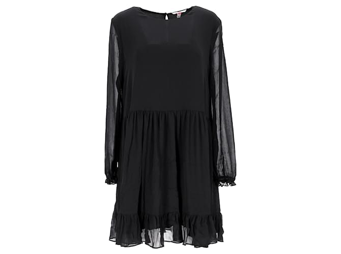 Tommy Hilfiger Womens Tiered A Line Dress in Black Polyester  ref.1222594